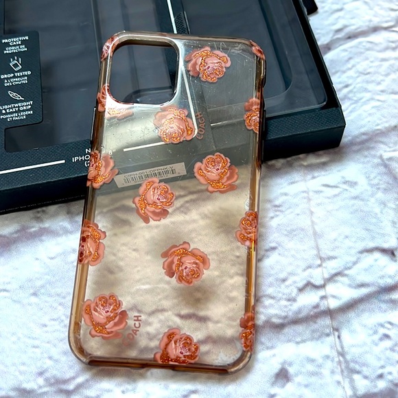 Coach iPhone 11 Pro rose gold floral vase